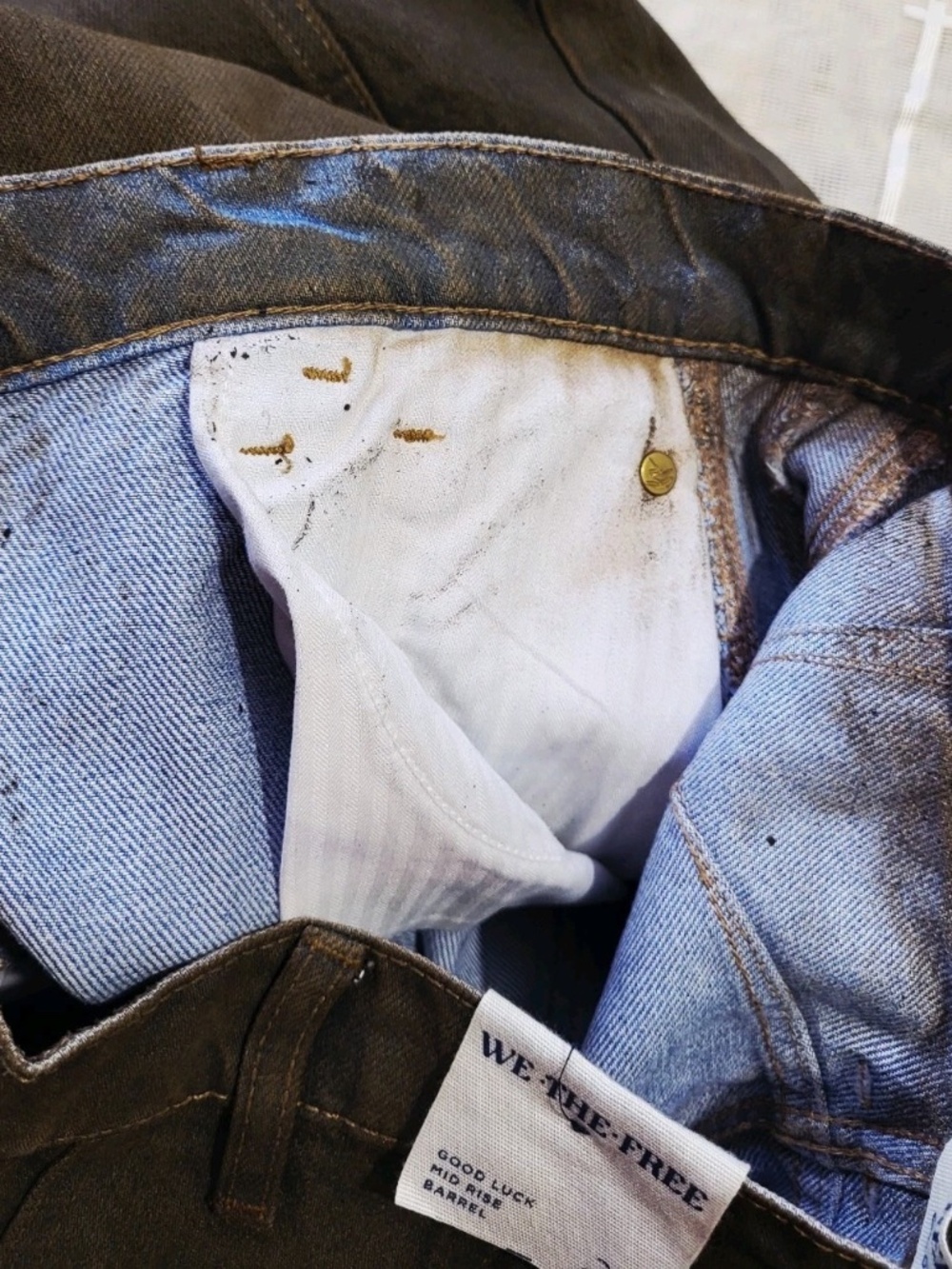 Unworn - Free People Coated Barrel Leg Denim Jeans - Picture 14 of 15